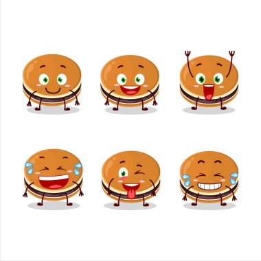 Dorayaki 'nin gülümseyen yüz ifadesiyle çizgi film karakteri. Vektör illüstrasyonu