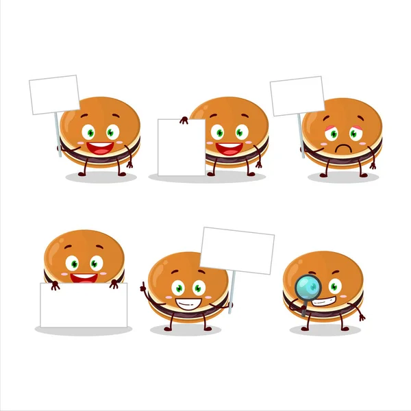 Dorayaki Dessin Animé Dans Caractère Apporter Tableau Information Illustration Vectorielle — Image vectorielle