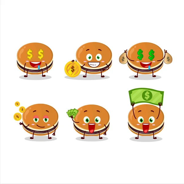 Dorayaki Personagem Desenho Animado Com Emoticon Bonito Trazer Dinheiro Ilustração —  Vetores de Stock