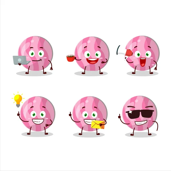 Pink Candy Cartoon Character Various Types Business Emoticons Vector Illustration — Stock Vector