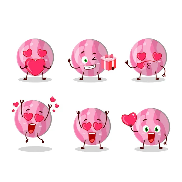 Rosa Caramelo Personaje Dibujos Animados Con Amor Lindo Emoticono Ilustración — Vector de stock