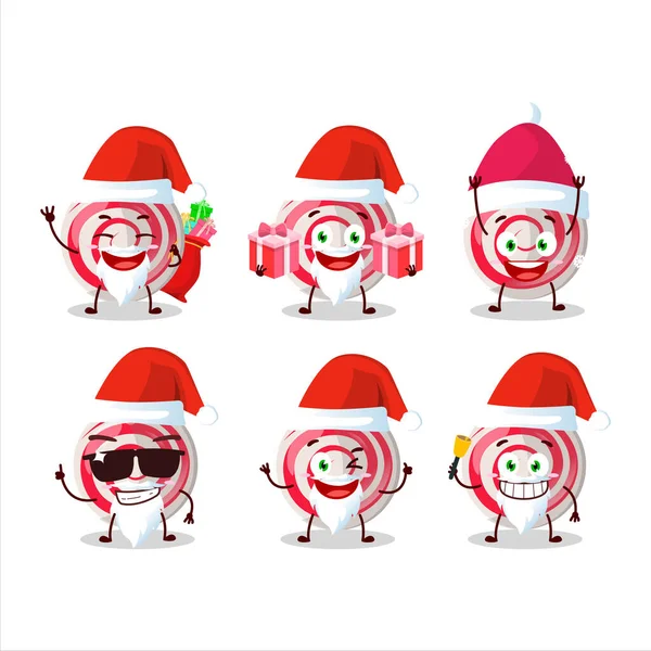 Émoticônes Père Noël Avec Spirale Personnage Bande Dessinée Bonbons Blancs — Image vectorielle