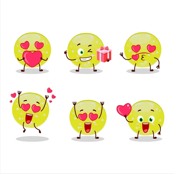 愛かわいい感情を持つゼリーお菓子キャンディーグリーン漫画のキャラクター ベクターイラスト — ストックベクタ