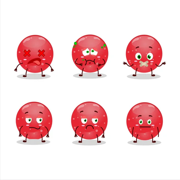 Jelly Sweets Candy Red Cartoon Character Nope Expression Vector Illustration — Stock Vector
