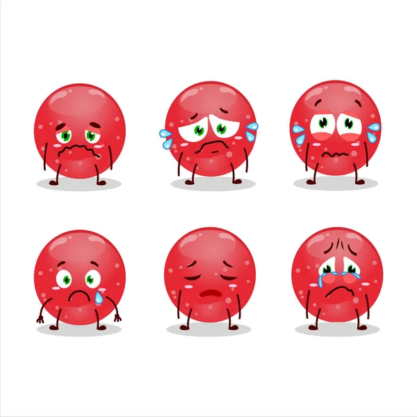 果冻甜糖果红色卡通人物忧郁的表情 矢量说明 — 图库矢量图片