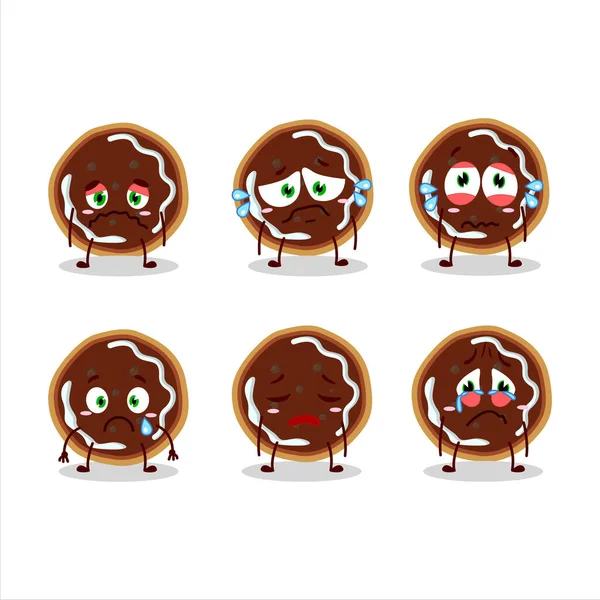 Galletas Con Personaje Dibujos Animados Mermelada Con Expresión Triste Ilustración — Vector de stock