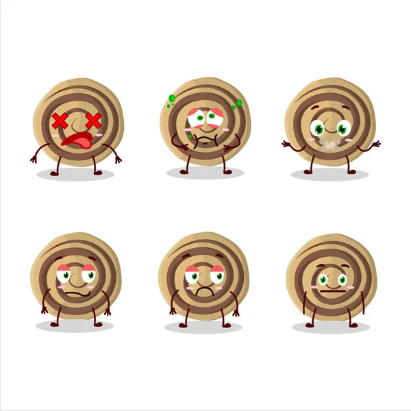 Cookies Personaje Dibujos Animados Espiral Con Expresión Nope Ilustración Vectorial — Vector de stock