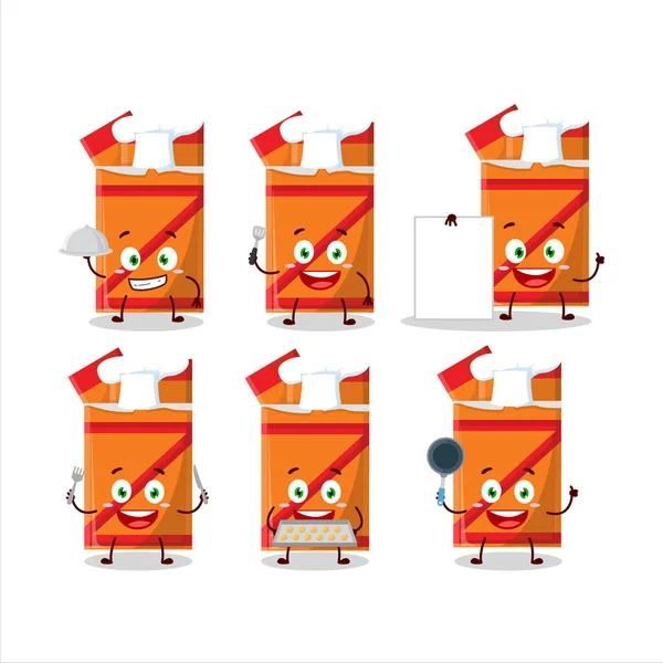 Kreskówka Postać Pomarańczowej Gumy Żucia Różnych Emotikonów Szefa Kuchni Ilustracja — Wektor stockowy