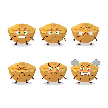 Çeşitli sinirli ifadeleri olan pasta pastası çizgi film karakteri. Vektör illüstrasyonu