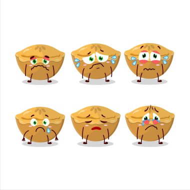 Üzgün suratlı pasta çizgi film karakteri. Vektör illüstrasyonu