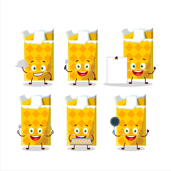 Personaje Dibujos Animados Goma Mascar Amarilla Con Varios Emoticonos Chef — Vector de stock