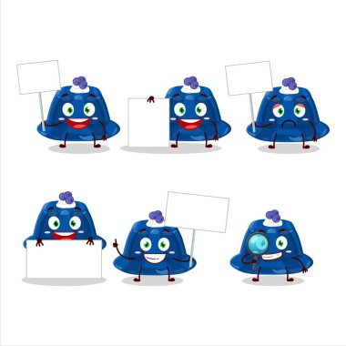 Blueberry pudding cartoon character bring information board. Vector illustration