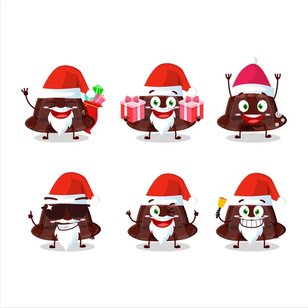 Emoticones Santa Claus Con Personaje Dibujos Animados Pudín Chocolate Ilustración — Vector de stock