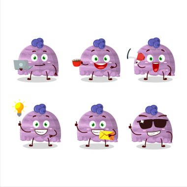 Yabanmersinli dondurma kepçesi çeşitli iş simgeleriyle çizgi film karakterlerini yakalıyor. Vektör illüstrasyonu