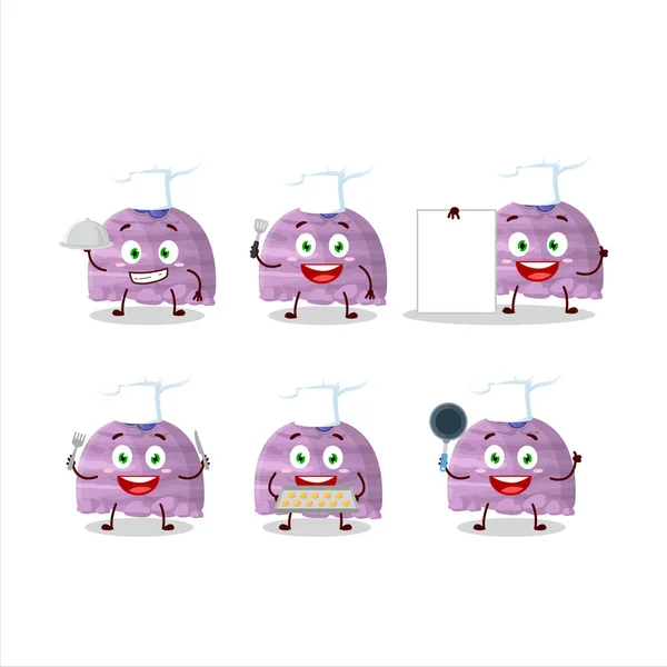 Kreskówkowy Charakter Borówkowe Gałki Lodów Różnych Emotikonów Szefa Kuchni Ilustracja — Wektor stockowy