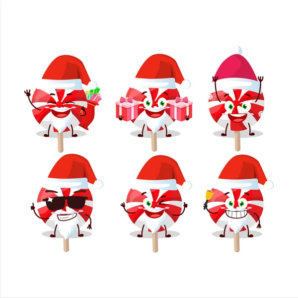 Emotikon Santa Claus Dengan Karakter Kartun Peppermint Lolipop Merah Ilustrasi Stok Ilustrasi Bebas Royalti