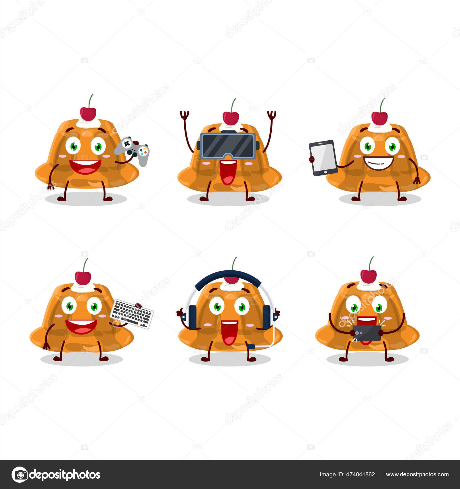 チェリー漫画のキャラクターを持つオレンジプリンは さまざまなかわいい絵文字でゲームをプレイしています ベクターイラスト ストックベクター C Kongvector チェリー漫画のキャラクターを持つオレンジプリンは さまざまなかわいい絵文字でゲームをプレイしています ベクターイラスト ストックベクター C Kongvector