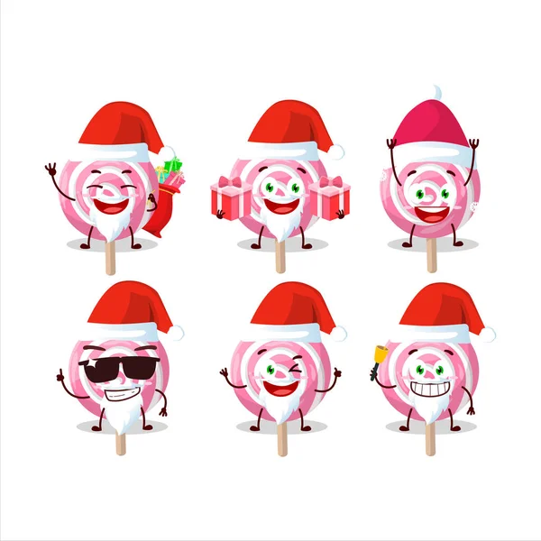 Emoticones Santa Claus Con Personaje Dibujos Animados Espiral Lolipop Ilustración — Vector de stock