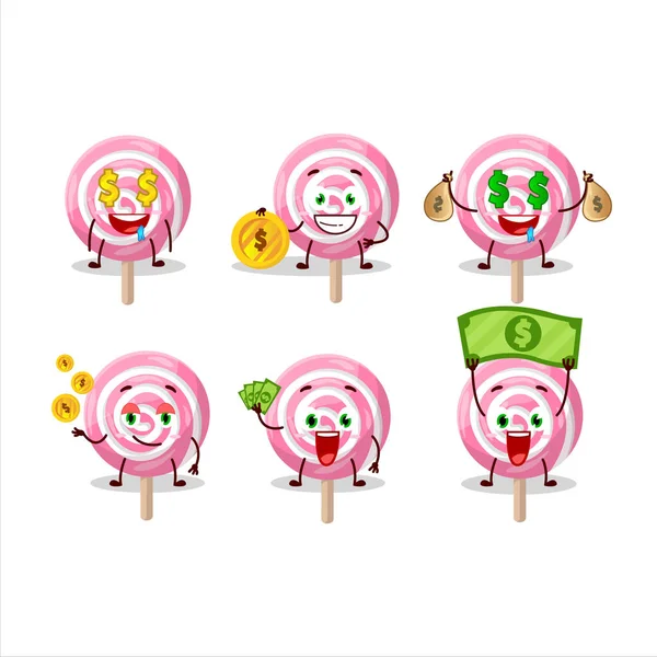 Lolipop Espiral Personaje Dibujos Animados Con Emoticonos Lindo Traer Dinero — Archivo Imágenes Vectoriales