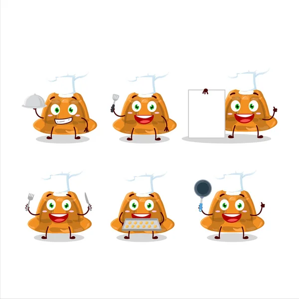 Personaje Dibujos Animados Pudín Naranja Con Cerry Con Varios Emoticonos — Vector de stock