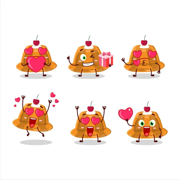 Pudim Laranja Com Cerry Personagem Desenho Animado Com Amor Bonito —  Vetores de Stock