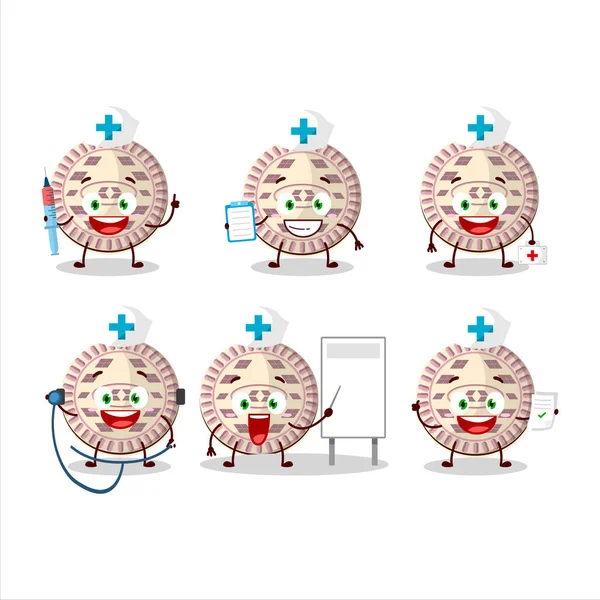 Médico Emoticon Profissão Com Caráter Desenho Animado Biscoito Baunilha Ilustração — Vetor de Stock