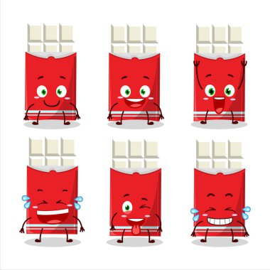 Gülen surat ifadesiyle beyaz çikolatanın çizgi film karakteri. Vektör illüstrasyonu