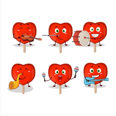 Çizgi film karakteri müzik enstrümanları çalmaya bayılır. Vektör illüstrasyonu