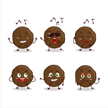 Çikolatalı kurabiye dansçısının müzikten hoşlanan çizgi film karakteri. Vektör illüstrasyonu