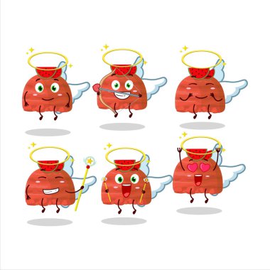 Karpuzlu dondurma kepçesi, çizgi film karakterlerini sevimli bir melek karakteri olarak tasarlıyor. Vektör illüstrasyonu