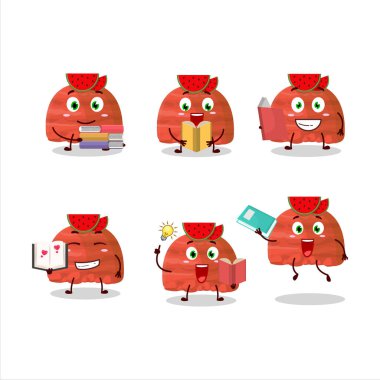 Karpuzlu dondurmanın resmi komik bir kitap okurken çizgi film karakteri konseptini etkiler. Vektör illüstrasyonu