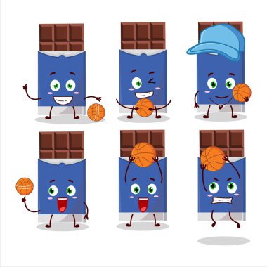 Basketbol atleti olarak çikolatalı çizgi film karakteri. Vektör illüstrasyonu