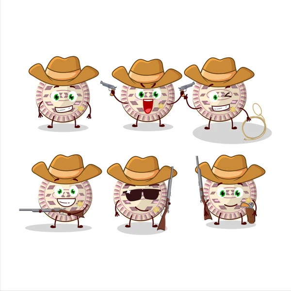 Cool Vaquero Vainilla Galleta Personaje Dibujos Animados Con Lindo Sombrero — Archivo Imágenes Vectoriales