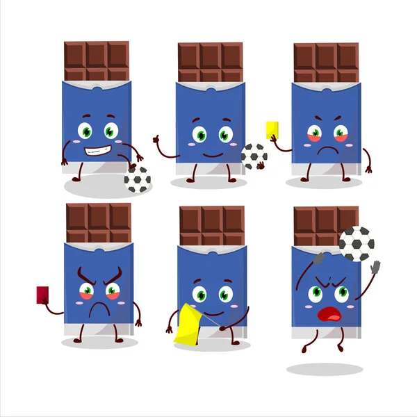 Barra Chocolate Personaje Dibujos Animados Que Trabaja Como Árbitro Fútbol — Vector de stock