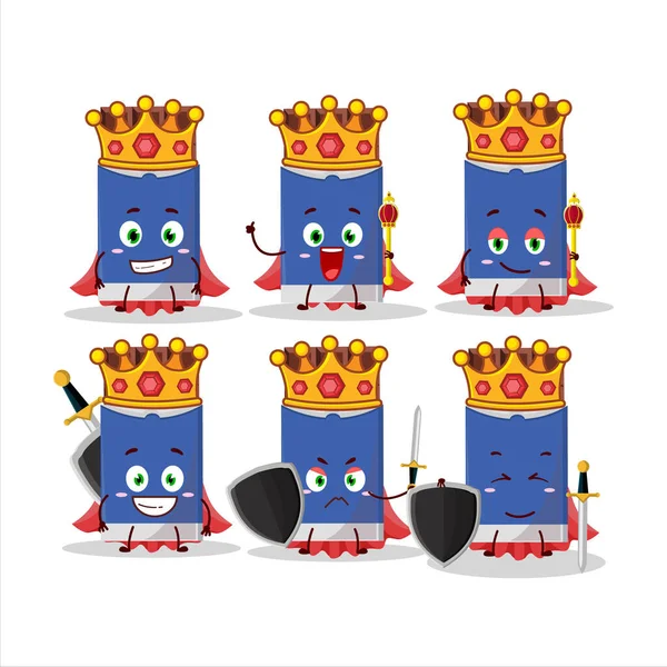 Egy Karizmatikus King Csokiszelet Rajzfilmfigura Arany Koronával Vektorillusztráció — Stock Vector