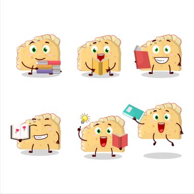 Komik bir kitap okuyan elmalı sandviç çizgi film karakteri konsepti. Vektör illüstrasyonu