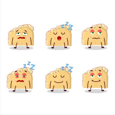 Uykulu suratlı elmalı sandviçin çizgi film karakteri. Vektör illüstrasyonu