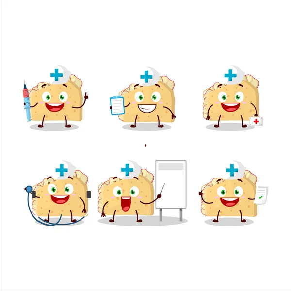 Médico Emoticon Profissão Com Personagem Desenho Animado Sanduíche Maçã Ilustração — Vetor de Stock