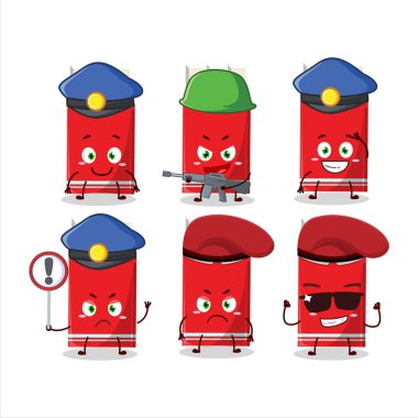 Beyaz çikolata maskotu tasarımı yapan kendini işine adamış bir polis memuru. Vektör illüstrasyonu