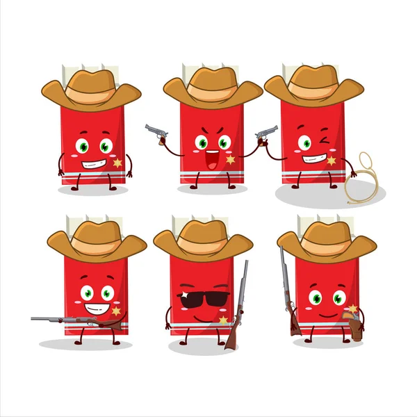 Cool Cowboy White Chocolate Bar Cartoon Character Cute Hat Vector — Stock Vector