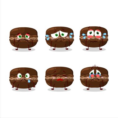 Hüzünlü ifadeli çikolatalı makarna çizgi film karakteri