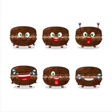 Gülen suratlı çikolatalı makaronun çizgi film karakteri.