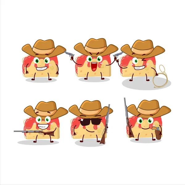 Cool Vaquero Fresa Sándwich Personaje Dibujos Animados Con Lindo Sombrero — Vector de stock