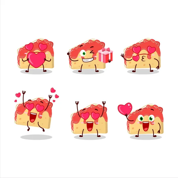 Personagem Desenho Animado Sanduíche Morango Com Amor Emoticon Bonito Ilustração —  Vetores de Stock