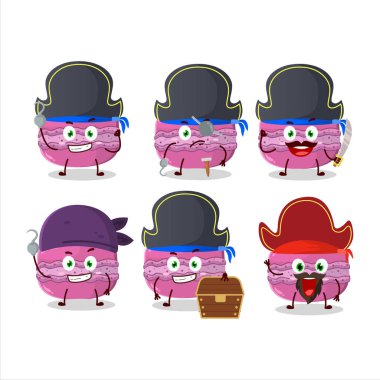 Çeşitli korsan ifadeli çilekli makaronun çizgi film karakteri. Vektör illüstrasyonu