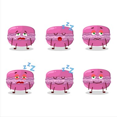 Uykulu ifadeli çilekli makaronun çizgi film karakteri. Vektör illüstrasyonu