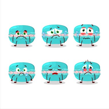 Üzücü suratlı yaban mersinli makarna çizgi film karakteri. Vektör illüstrasyonu