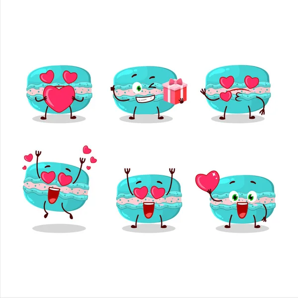 Blueberry Macaron Cartoon Figur Mit Liebe Niedlichen Emoticon Vektorillustration — Stockvektor