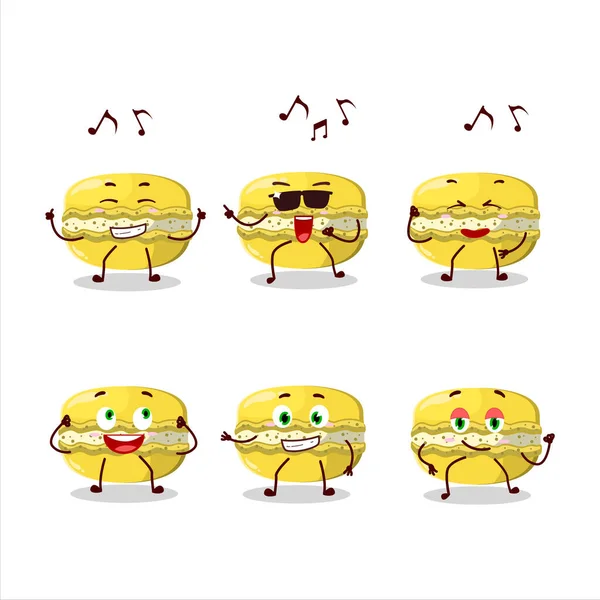 Une Image Mangue Macaron Danseur Personnage Dessin Animé Appréciant Musique — Image vectorielle