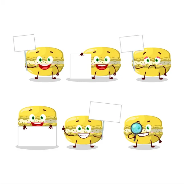 Mangue Macaron Personnage Bande Dessinée Apporter Panneau Information Illustration Vectorielle — Image vectorielle